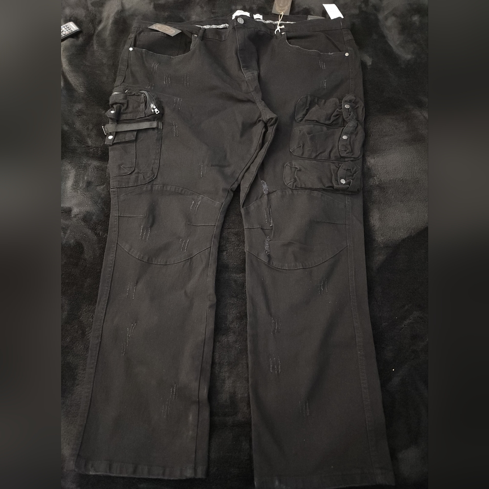 Military Cargo Pocket Moto Denim Jeans Big & Tall